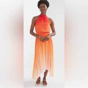 White House Black Market Orange Ombre Midi Dress